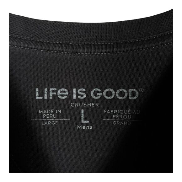 Life Is Good Crusher Tee Get Your Daily Dose Of Iron Black Golf T-Shirt Men's L - Picture 5 of 5